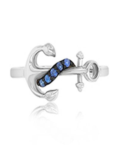 Macy's кольцо Anchor Blue Sapphire в родиуме поверх Sterling Silver