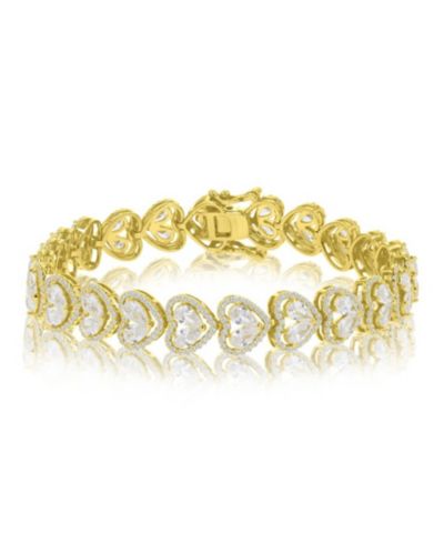 Браслет Heart Tennis из фианитов (21.975 ct. t.w.) в 14k желтом золоте поверх стерлингового серебра