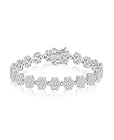 Macy's Cubic Zirconia Flower Tennis Bracelet in Rhodium Over Sterling Silver