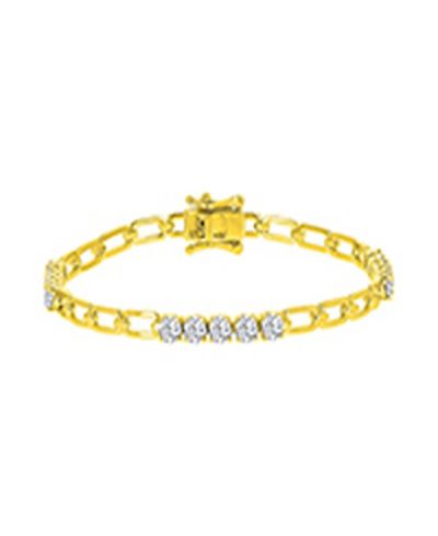 Браслет Cubic Zirconia Station из желтого золота 14k поверх стерлингового серебра