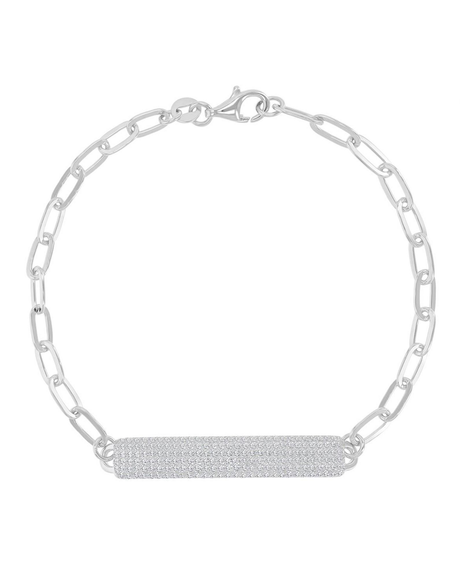 Macy's браслет Cubic Zirconia Pave ID в родиевом покрытии из стерлингового серебра