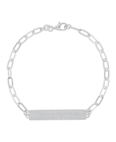 Macy's браслет Cubic Zirconia Pave ID в родиевом покрытии из стерлингового серебра