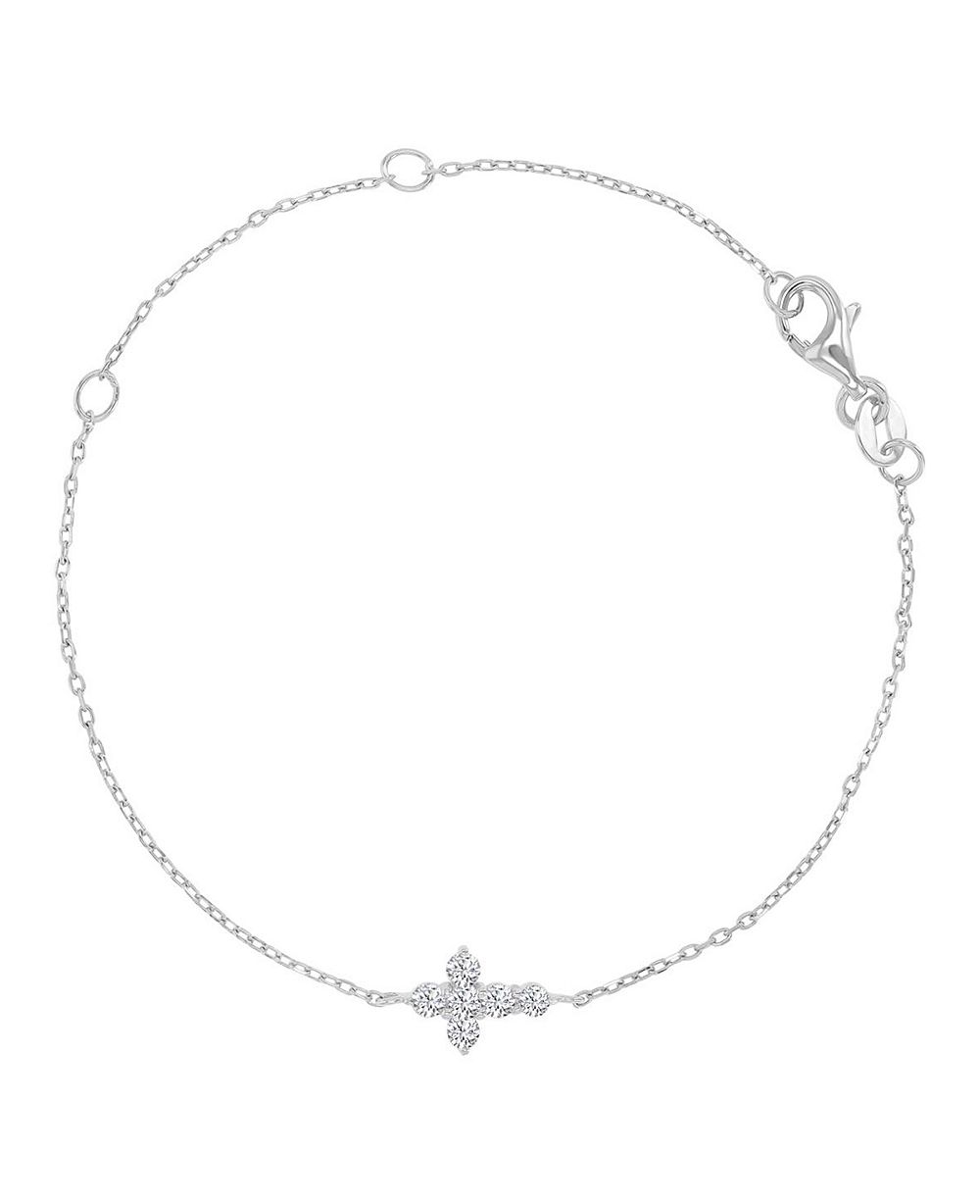 Браслет Macy's Rhodium Over Silver Cubic Zirconia Cross