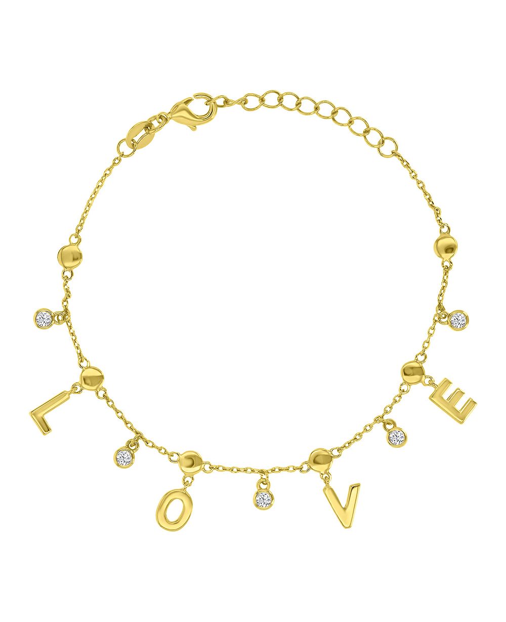 Macy's браслет Love с подвесками из позолоченного золота 14k и кубическим цирконием