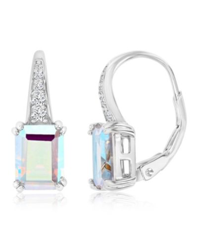 Macy's Aurora Borealis & Cubic Zirconia (4.236 ct. t.w.) Emerald-Cut Earrings
