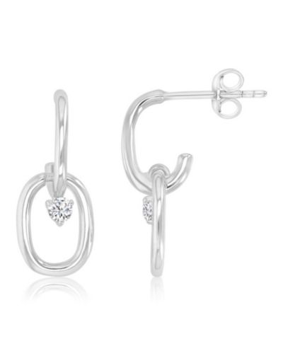 Серьги Macy's Cubic Zirconia Link Dangling, серебро с родием