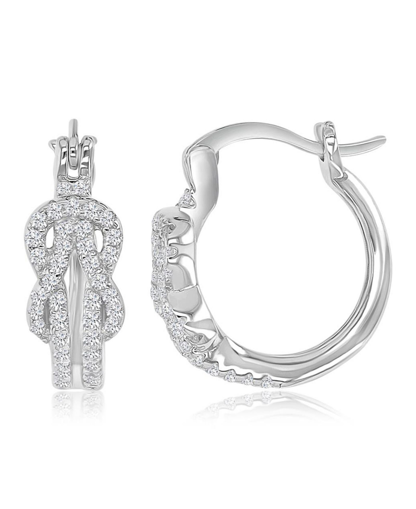 Серьги-кольца Macy's Infinity Knot из стерлингового серебра с родием