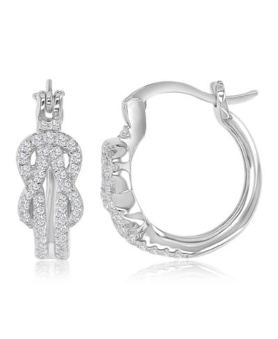 Серьги-кольца Macy's Infinity Knot из стерлингового серебра с родием