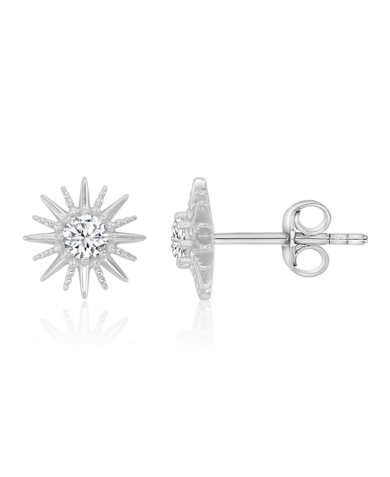 Macy's Серьги-гвоздики Cubic Zirconia Starburst в родиевом покрытии Sterling Silver