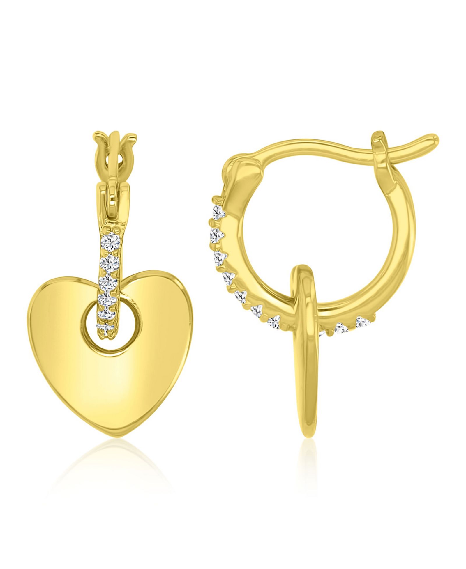 Серьги-кольца с кубическим цирконием (0.26 ct. t.w.) Heart Huggie