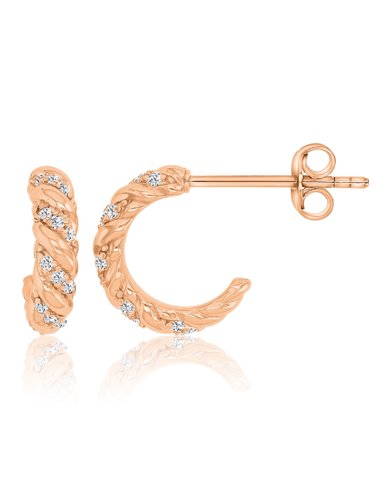 Cubic Zirconia спиральные серьги-кольца (0.27 ct. t.w.)
