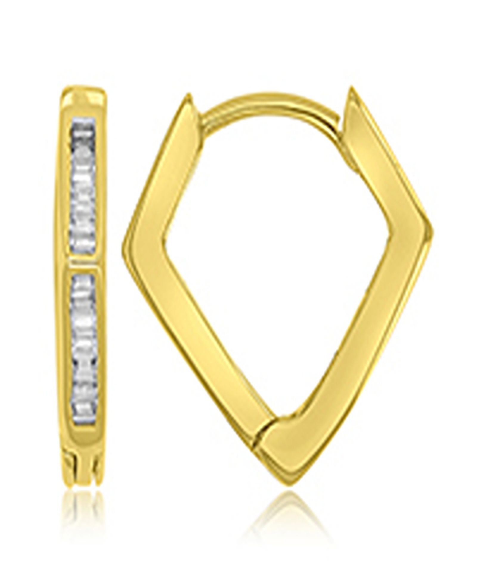Серьги-кольца Macy's Cubic Zirconia Baguette Rhombic Huggie 14k Yellow Gold Over Sterling Silver