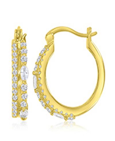 Macy's Cubic Zirconia Huggie Earrings in 14k Yellow Gold Over Sterling Silver