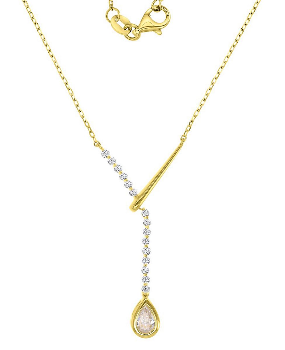 Ожерелье Macy's 14k Gold Over Sterling Silver Cubic Zirconia Pear Y