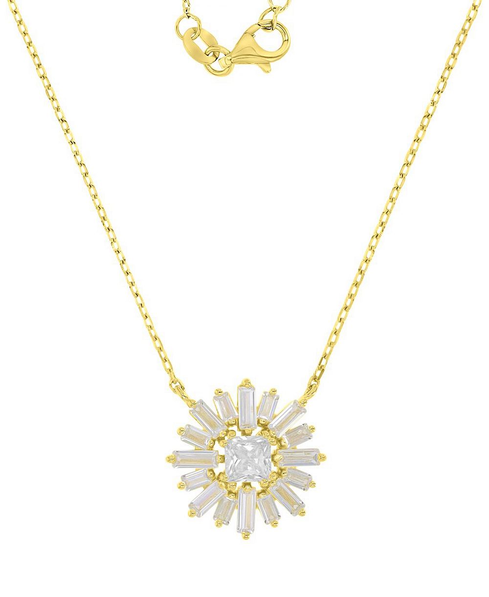 Золотое ожерелье 14k Gold Over Sterling Silver Baguette and Princess Cut Cubic Zirconia Sunshine