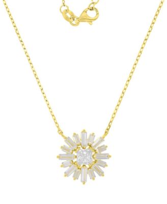 Золотое ожерелье 14k Gold Over Sterling Silver Baguette and Princess Cut Cubic Zirconia Sunshine