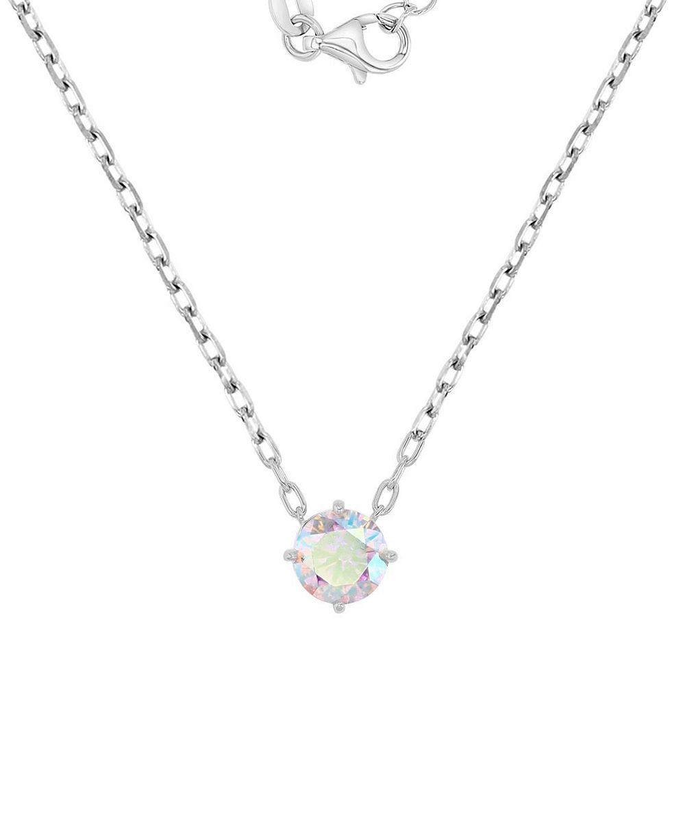 Ожерелье Macy's Aurora Borealis с круглым Cubic Zirconia в родиевом покрытии поверх стерлингового серебра