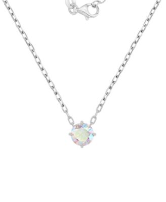 Ожерелье Macy's Aurora Borealis с круглым Cubic Zirconia в родиевом покрытии поверх стерлингового серебра