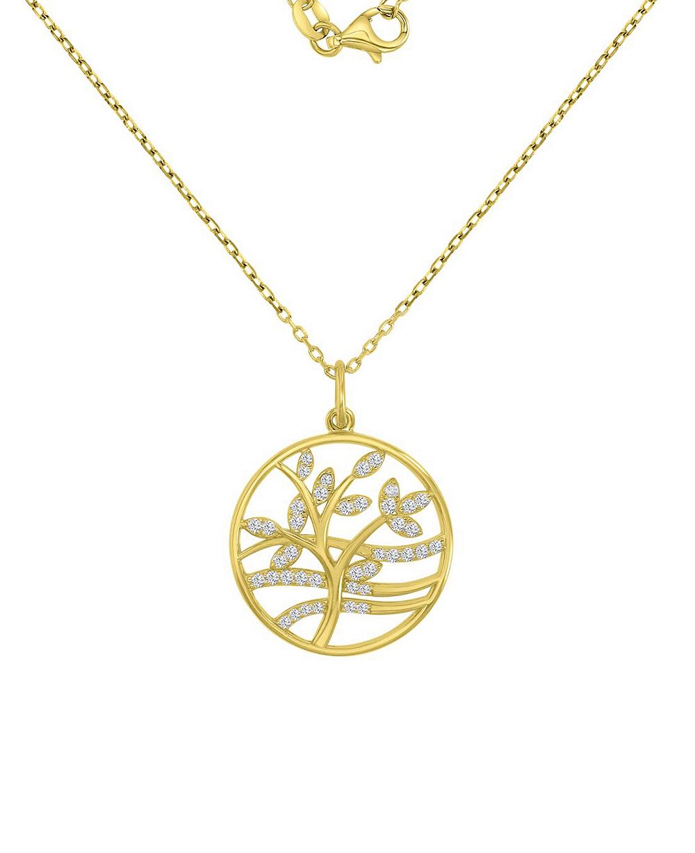Macy's ожерелье Tree из стерлингового серебра с покрытием 14k Gold и Cubic Zirconia