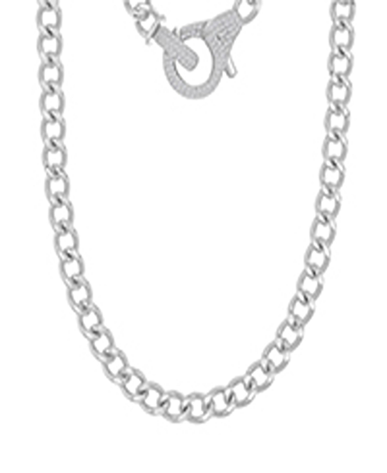 Macy's Cubic Zirconia Cuban Chain Necklace in Rhodium Over Sterling Silver