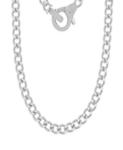 Ожерелье Macy's Cubic Zirconia Cuban Chain в родиевом покрытии