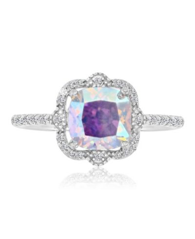 Macy's Aurora Borealis (4.37 ct. t.w.) & Cubic Zirconia (4.37 ct. t.w.) Cushion Ring