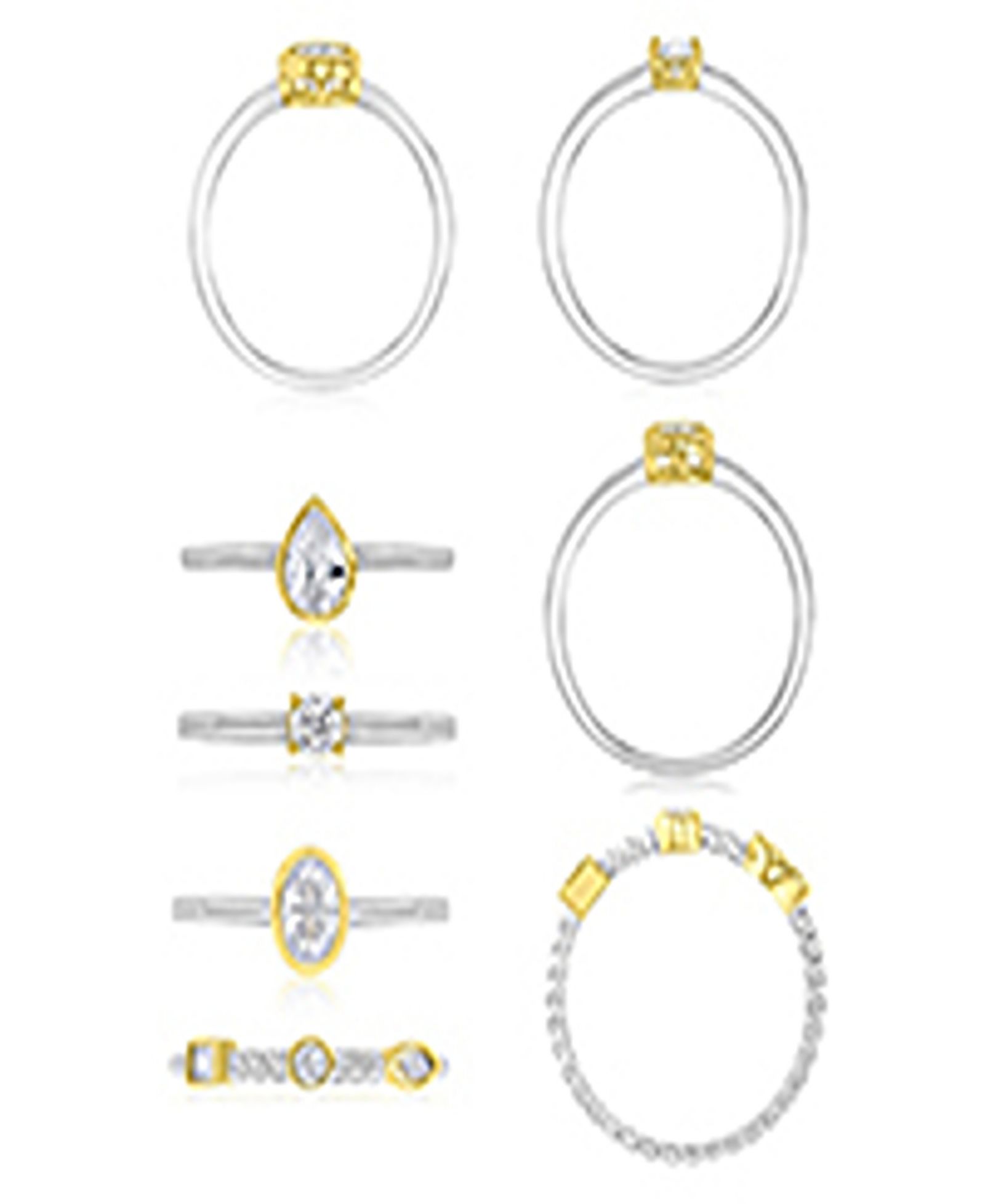 Macy's 4-Pc. Polished Cubic Zirconia Quadruple Ring in Rhodium Over Sterling Silver