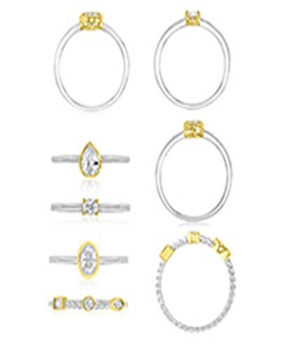 Macy's 4-Pc. Polished Cubic Zirconia Quadruple Ring in Rhodium Over Sterling Silver