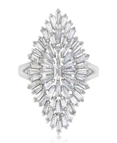 Коктейльное кольцо с Cubic Zirconia в серебряном покрытии