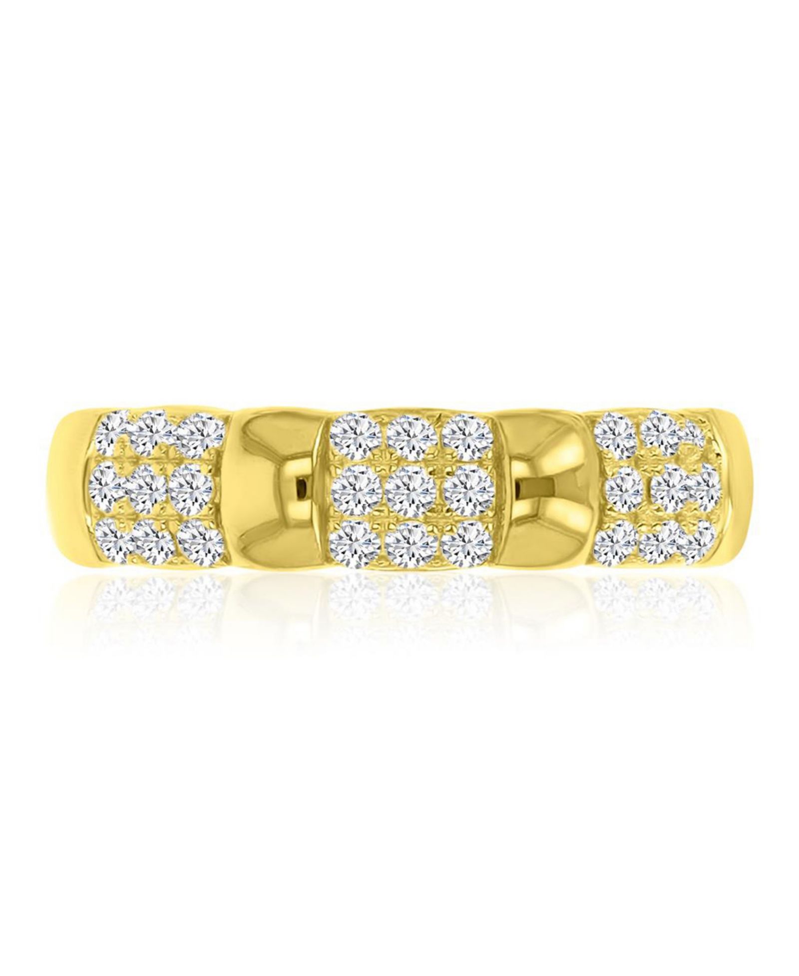 Кольцо Macy's Cubic Zirconia Half Pave 14k Yellow Gold Over Sterling Silver