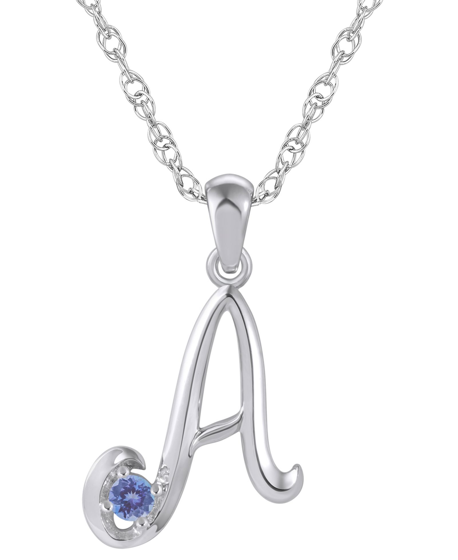 Macy's Ruby (1/6 ct. t.w.) Initial Pendant Necklace in 10k White Gold (Also Available 10k Yellow Gold)