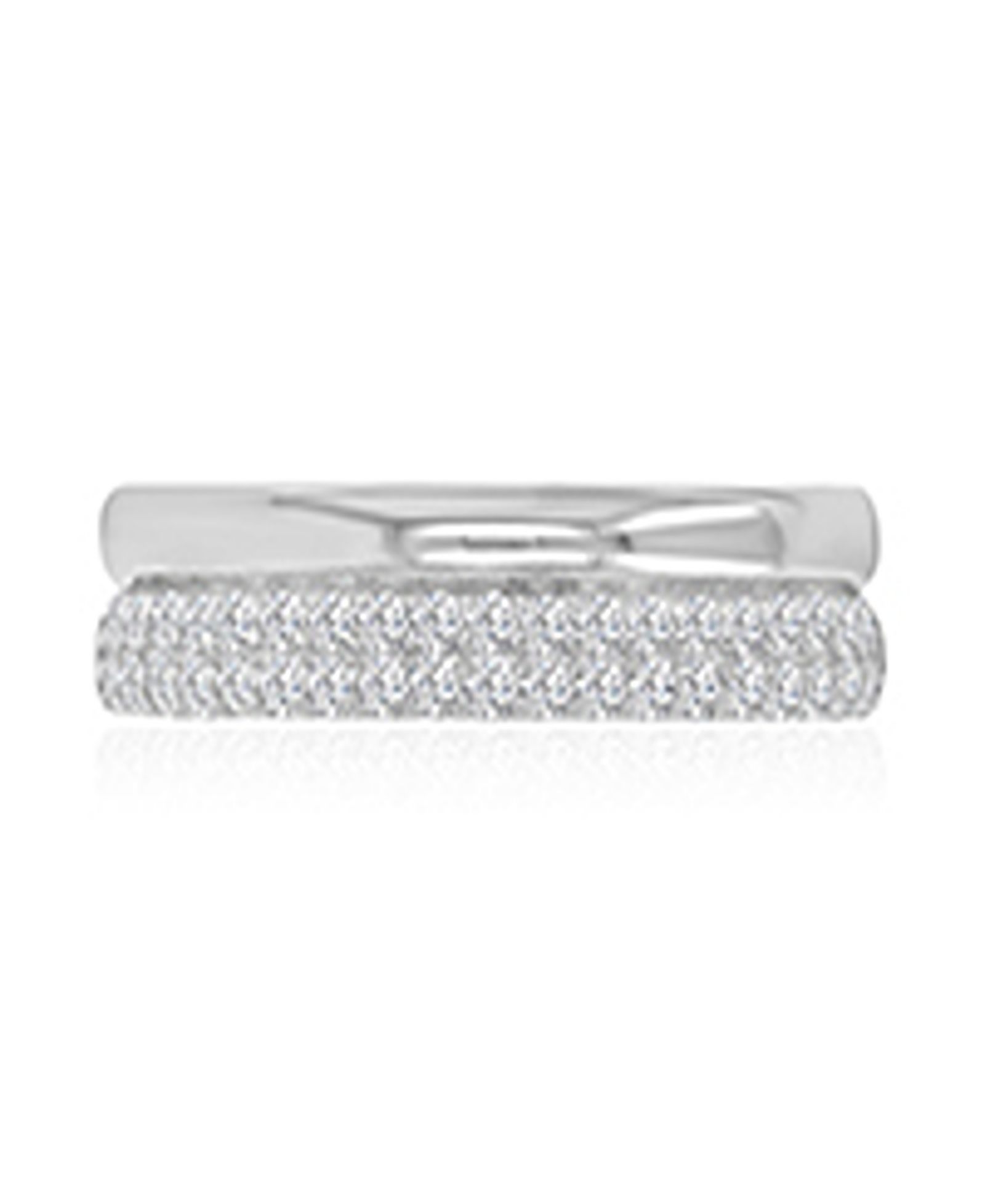Macy's Кольцо с цирконием Two-Row Rhodium Over Sterling Silver