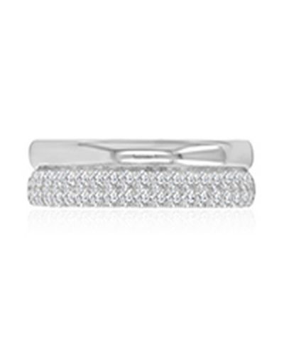 Macy's Кольцо с цирконием Two-Row Rhodium Over Sterling Silver