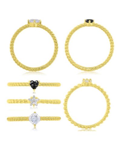 Кольцо Macy's Black Cubic Zirconia Heart, Flower & Cushion Cut в 14k Yellow Gold