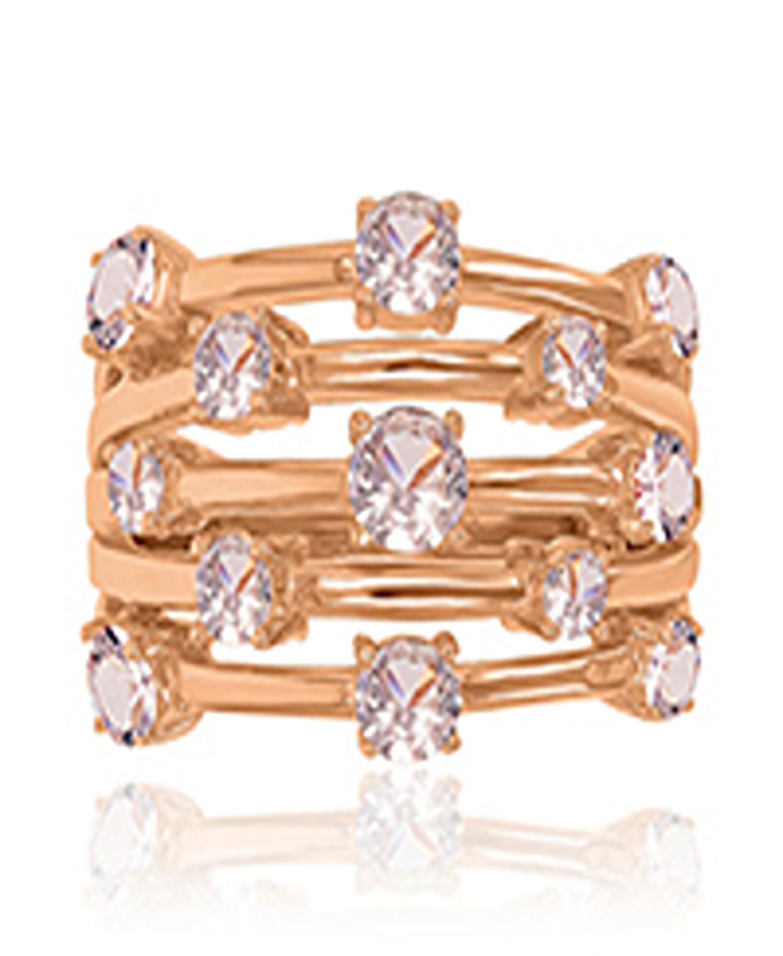 Macy's Morganite 5-Row Ring in 14k Rose Gold Over Sterling Silver
