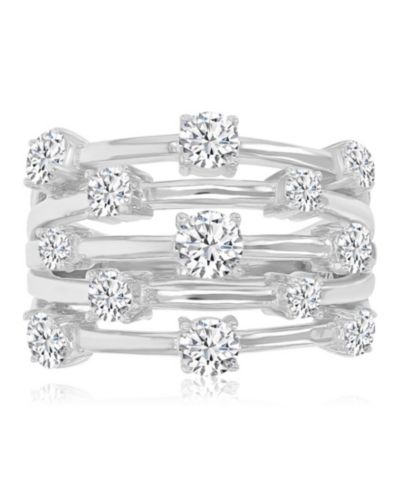 Кольцо с цирконием Cubic Zirconia 5-Row в родиевом покрытии на стерлинговом серебре