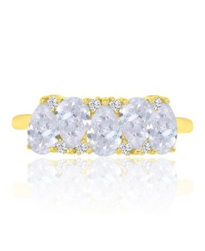 Кольцо с кубическим цирконием грушевидной формы из желтого золота 14k поверх серебра