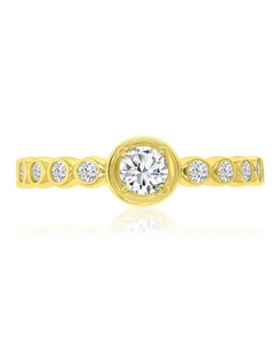 Кольцо Cubic Zirconia Beaded в 14k Yellow Gold Over Sterling Silver