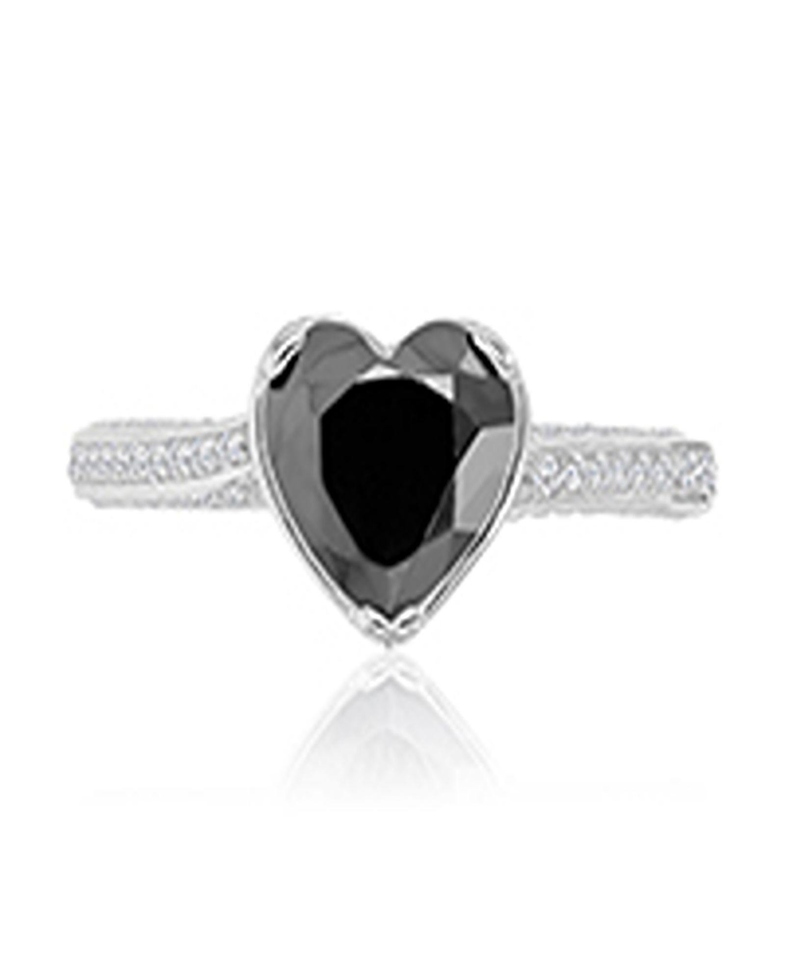 Кольцо Macy's Heart-Shaped Black & Cubic Zirconia в родиевом покрытии Sterling Silver