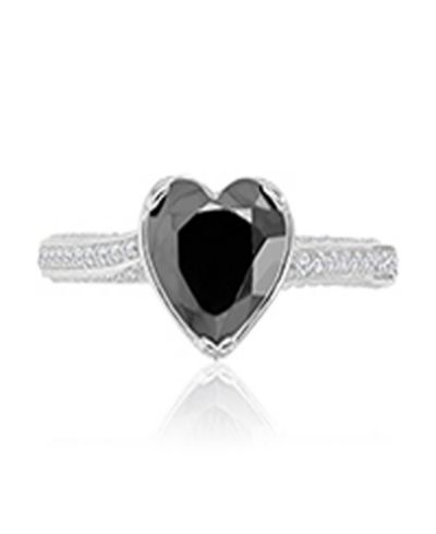Кольцо Macy's Heart-Shaped Black & Cubic Zirconia в родиевом покрытии Sterling Silver