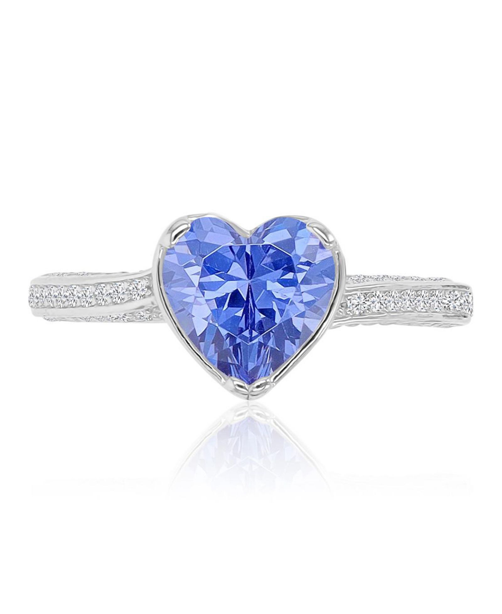Macy's Кольцо в форме сердца с кубическим цирконием, родированное серебро Sterling Silver