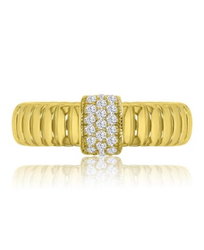 Кольцо Macy's Cubic Zirconia Pave Ribbed в 14k Yellow Gold Over Sterling Silver