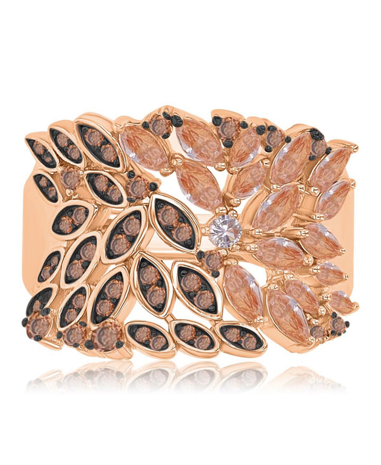 Macy's Morganite Blossom (1.02 ct. t.w.) & Cubic Zirconia (0.73 ct. t.w.) Ring in 14k Rose Gold Over Sterling Silver