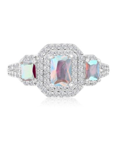 Macy's Emerald Aurora Borealis (2.51 ct. t.w.) & Cubic Zirconia (2.51 ct. t.w.) Ring in Rhodium Over Sterling Silver