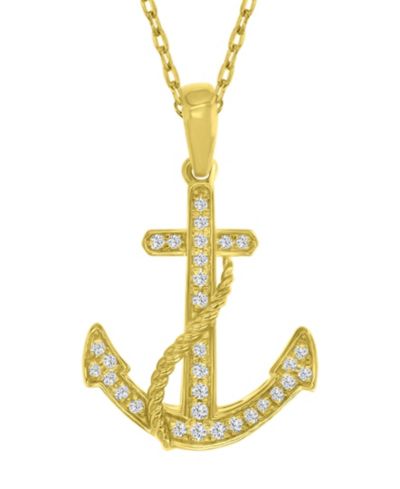 Macy's ожерелье Diamond (0.098 ct. t.w.) Anchor в 10k Yellow Gold