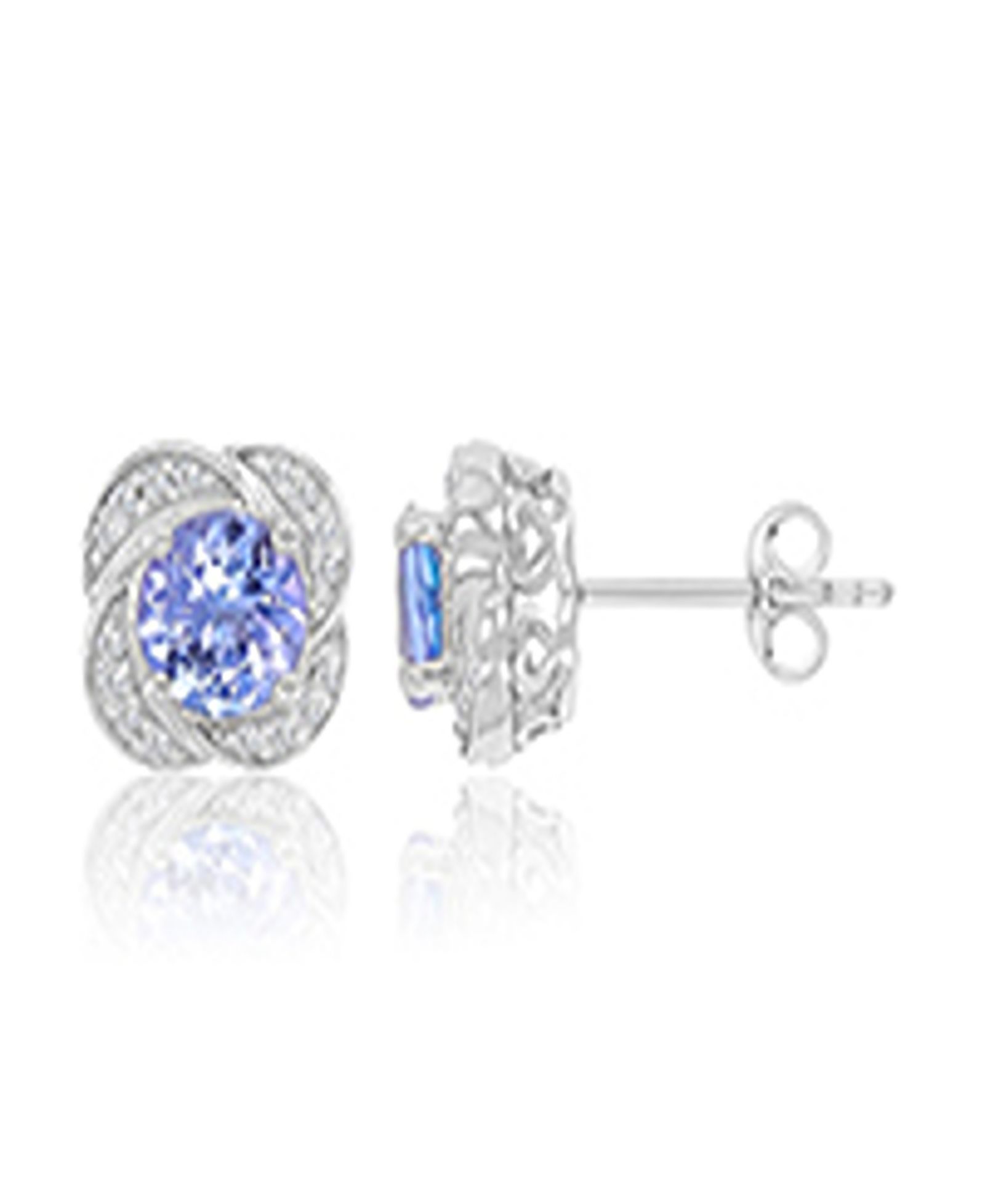Серьги-гвоздики Macy's Diamond and Tanzanite 10k White Gold