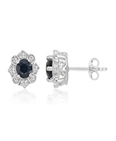 Серьги-гвоздики Macy's Diamond and Blue Sapphire в 10k White Gold