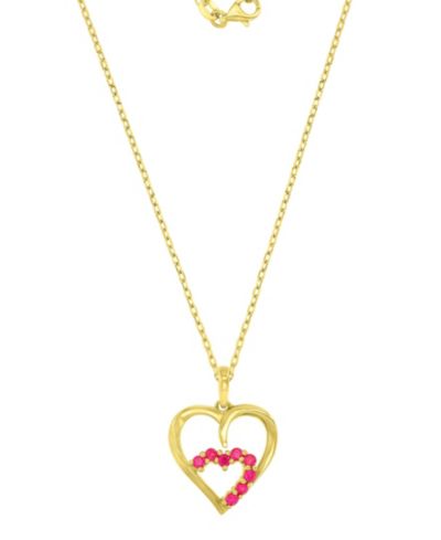Подвеска Double Hearts с рубином (0.4 ct. t.w.) в желтом золоте 10k