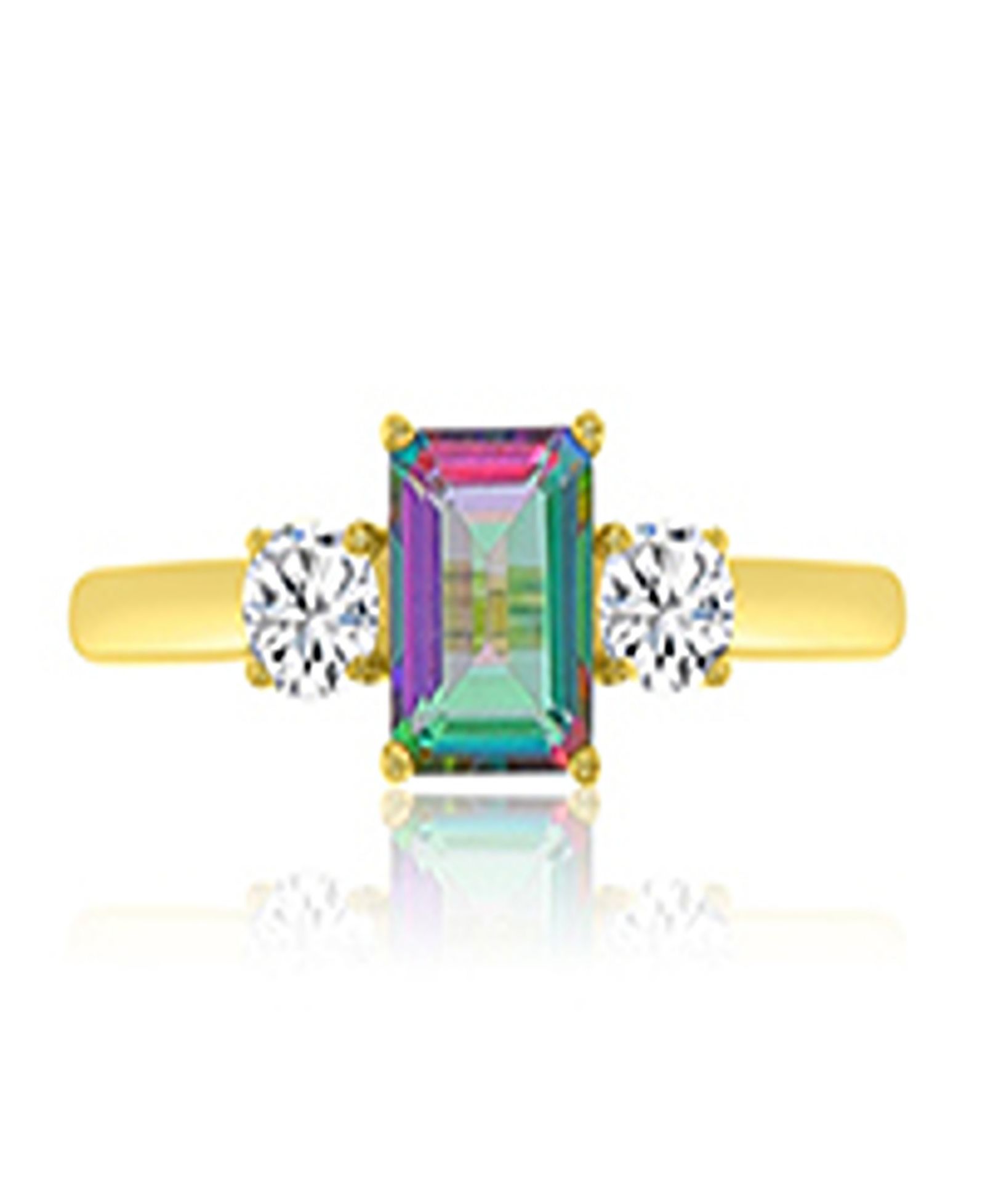 Macy's Mystic Green Quartz and White Topaz Ring in 10k Yellow Gold