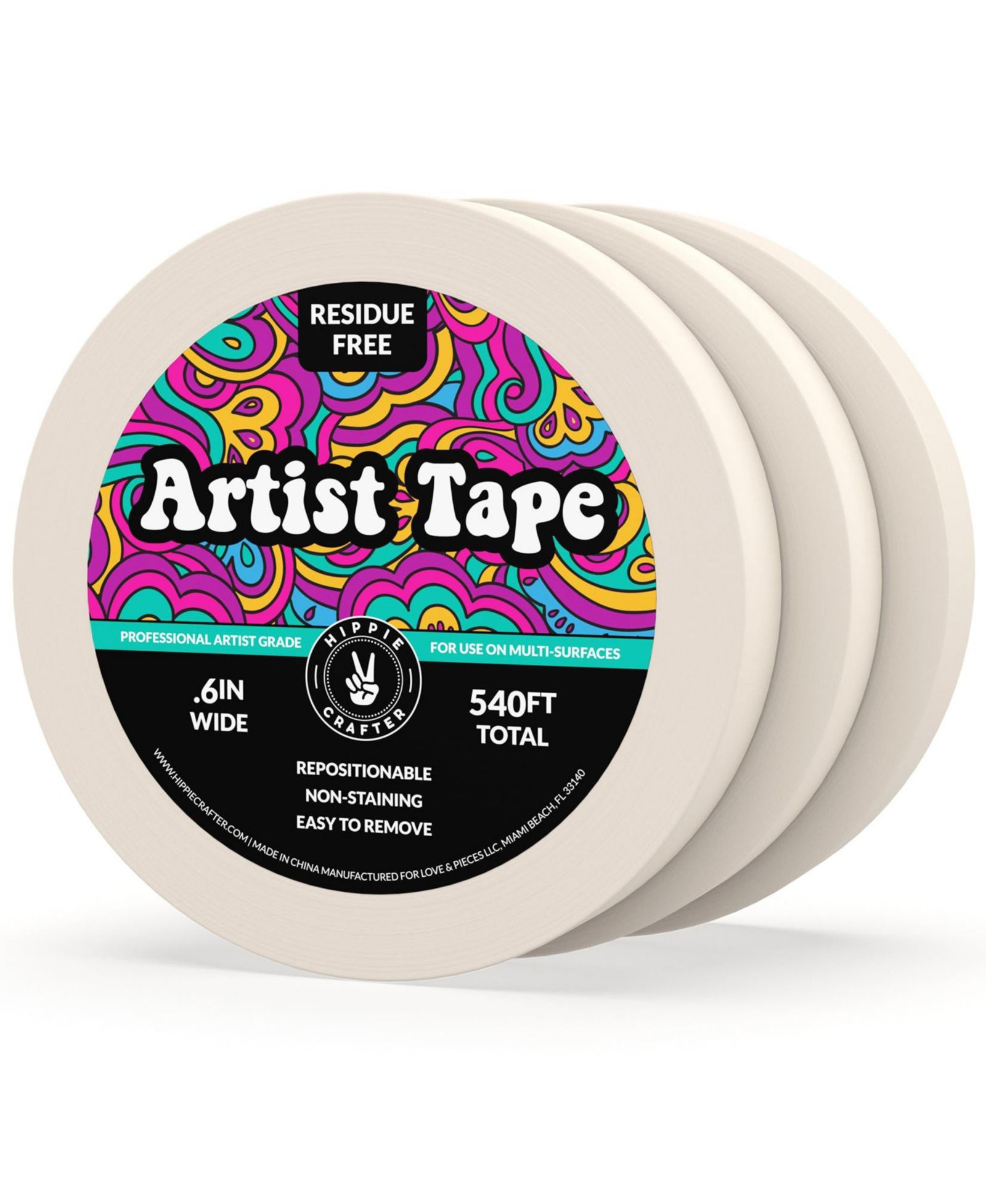 Hippie Crafter Набор декоративной ленты для художников, 3 шт